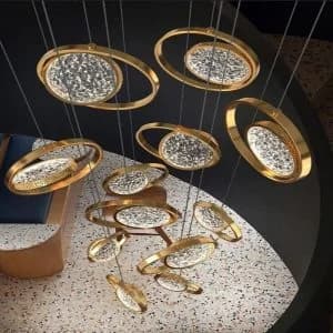 لوستر آویز وارداتی دوپلکسی شیک و لوکس 12 شعله پولکی با ارتفاع2/5 متر