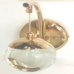 دیوارکوب کریستالی طرح ماه با رنگ بدنه طلایی و نور ال ای دی سه حالته 5112