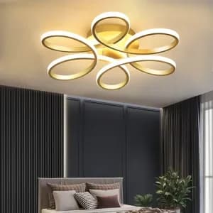 چراغ سقفی با پایه کم‌ارتفاع، چراغ LED روکار، رنگ طلایی،50 سانتی‌متر، مناسب روشنایی منزل کد 2751