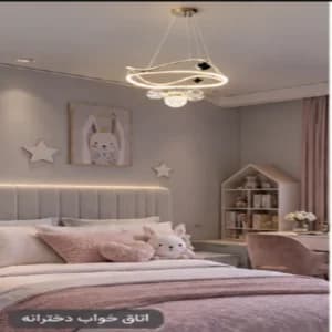 جدیدترین لوستر اتاق خواب دخترانه با اویز گل زیبا قطر 50 سانت با نور ال ای دی سه حالته کد 4148 