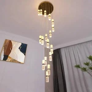 لوستر آویز کریستالی شیک برای راه پله / اتاق نشیمن /ساده و خلاقانه مدرن برای دکوراسیون لابی هتل راه پله ویلا، جزیره بار، باکس کابینت و کنار تختخواب 
