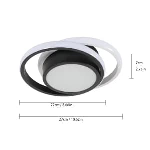چراغ سقفی LED فلزی ؛ چراغ سقفی مدرن و کم‌ارتفاع (چسبیده به سقف)؛ چراغ LED گرد با طراحی حلقه‌ای و بدنه سفید، مناسب برای اتاق خواب، راهرو و دالان و آشپزخانه و کلوزت روم و حمام با نور سه حالته 