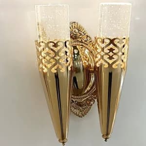 دیوارکوب کریستالی و لوکس دو قلو کد A026 با نور ال ای دی سه حالته 